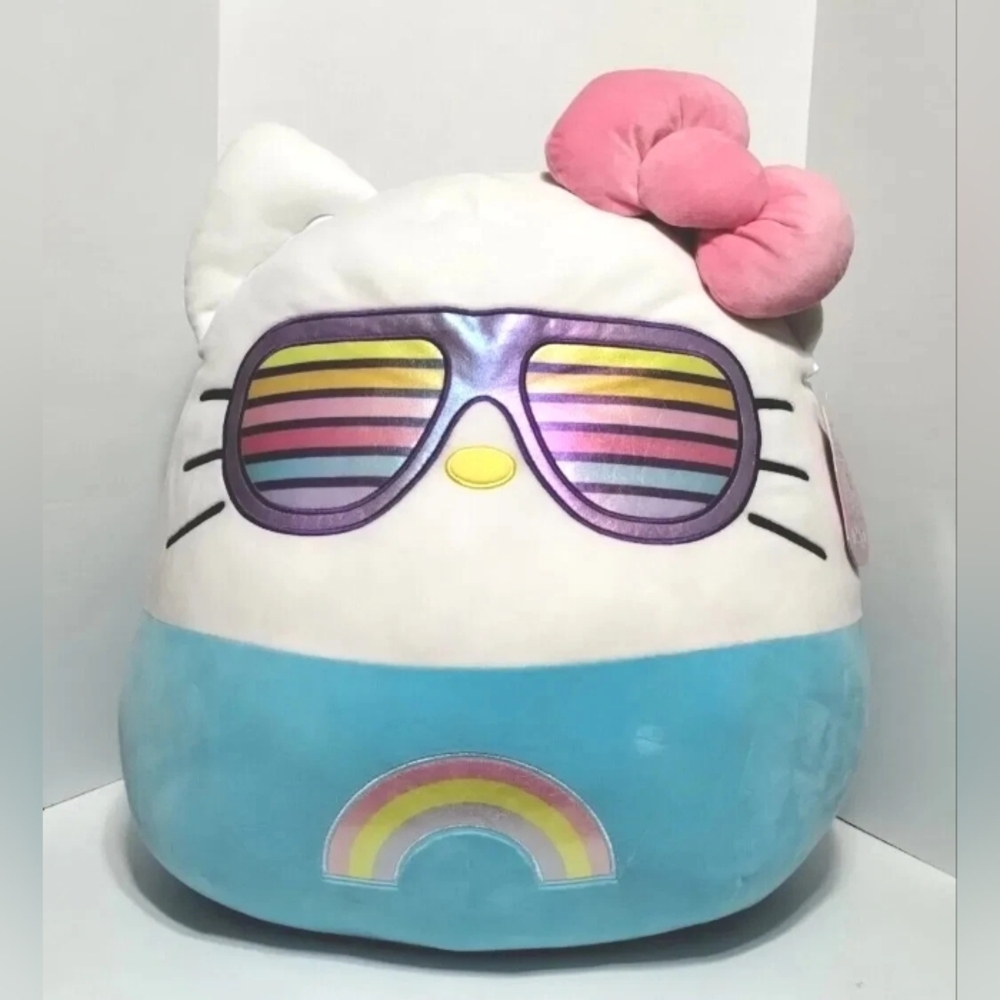 Kelly Toys Rainbow Sunglasses Hello Kitty Squishmallow 20" Plush Toy Sanrio NWT